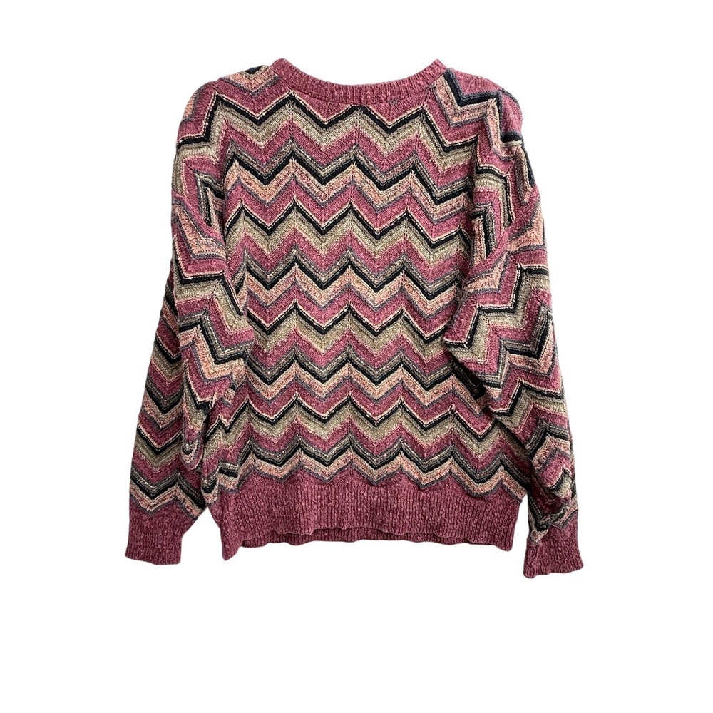 Vintage Tricots St. Raphael Colorful Chevron Crewneck Sweater SZ XL Grandpacore